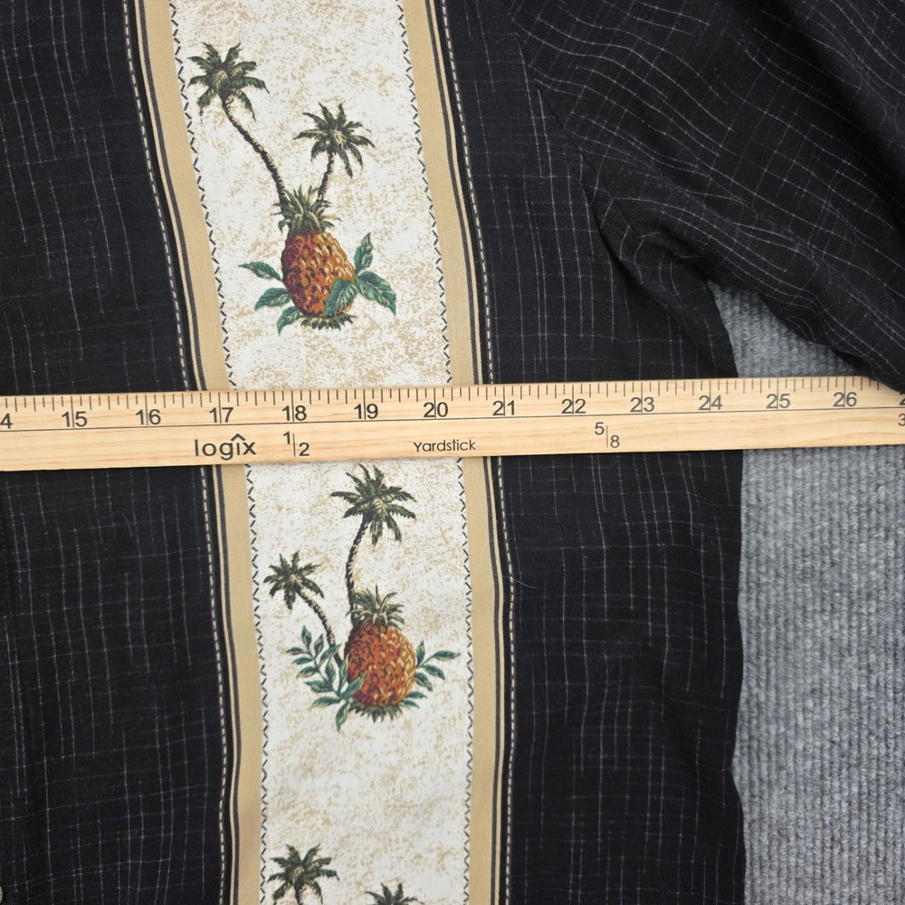 Batik Bay Mens XL Black Rayon Pineapple Palm Tree Hawaiian Button Up Shirt - Picture 2 of 5